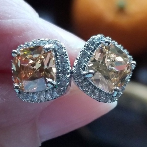 L21-HR SALE!8K Gold Princess Cut Morganite Champagne Topaz C - Picture 5 of 10